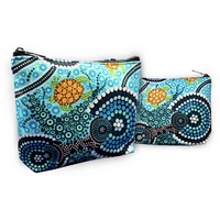 COTTON CANVAS COSMETIC BAG, 1 ZIP COLIN JONES COLOURS OF THE REEF