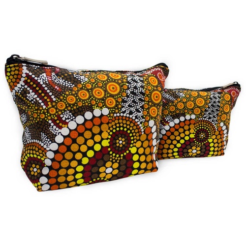 CANVAS COSMETIC BAG, 1 ZIP COLIN JONES KANGAROO OCHRE